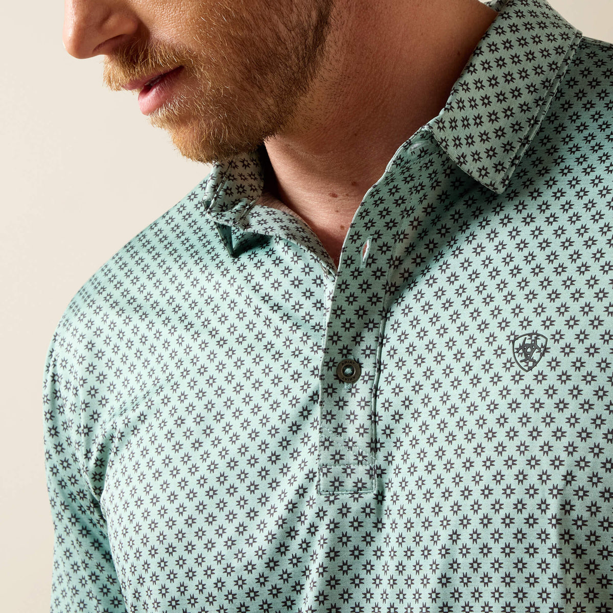 All Over Print Heathered Fitted Polo Ariat Men