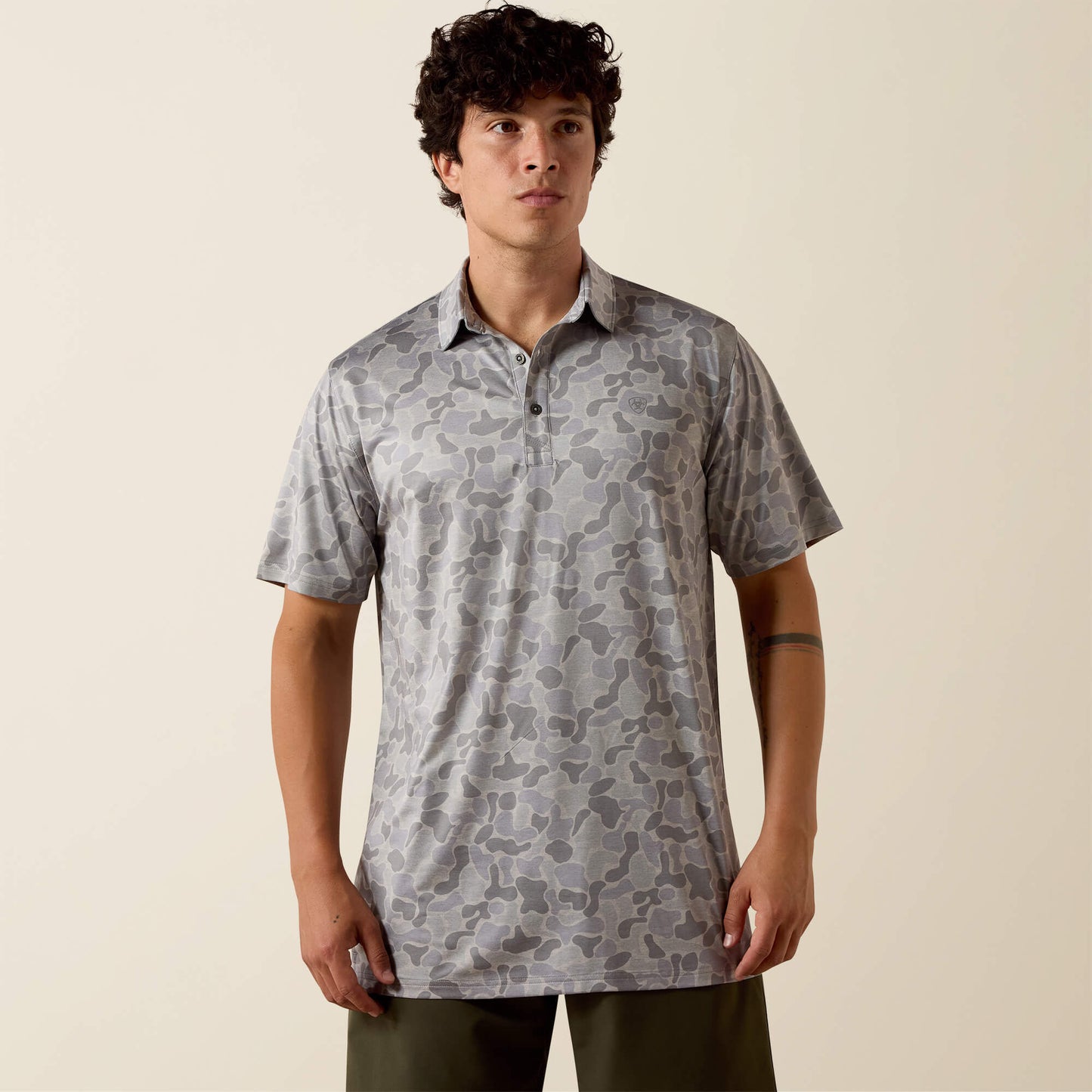 All Over Print Heathered Fitted Polo Ariat Men