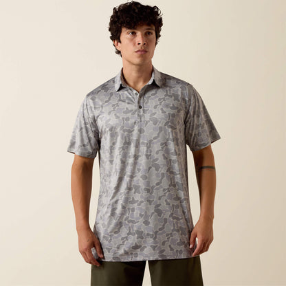 All Over Print Heathered Fitted Polo Ariat Men
