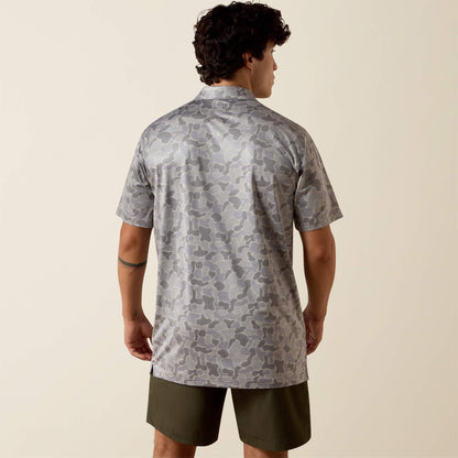 All Over Print Heathered Fitted Polo Ariat Men