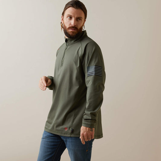 FR Combat Stretch Patriot 1/4 Zip Work Shirt Ariat Men|Work