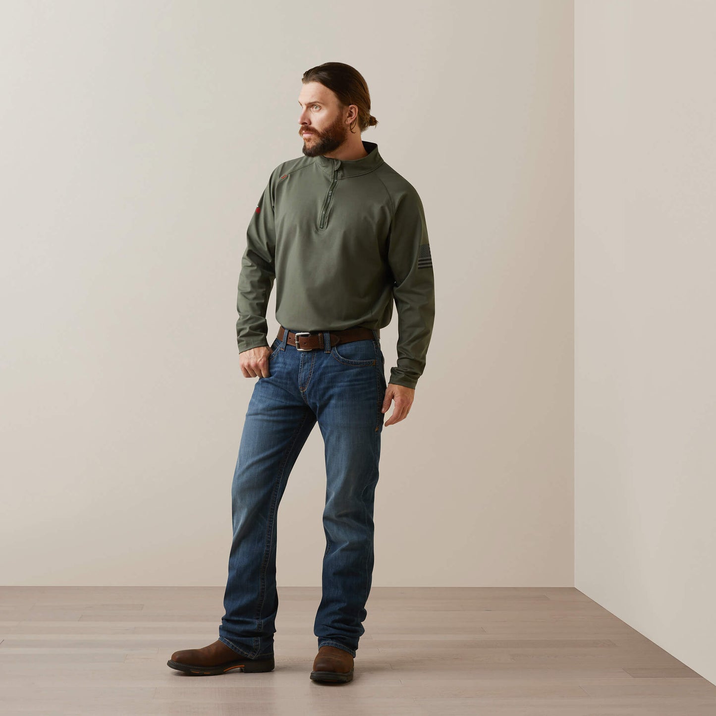 FR Combat Stretch Patriot 1/4 Zip Work Shirt Ariat Men|Work