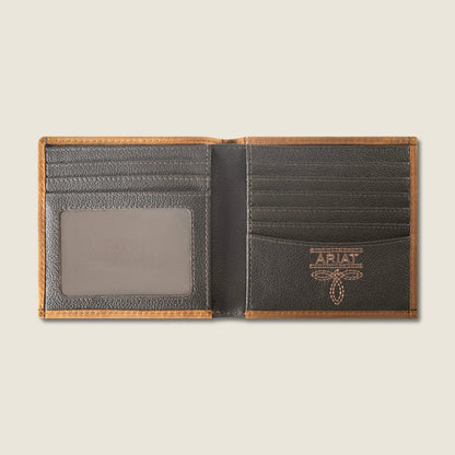 Patchwork Embroidered Logo Large Bifold Wallet Ariat Men|Accessories