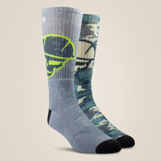 Roughneck Graphic Crew Work Sock 2 Pair Multi Color Pack Ariat Men|Women|Accessories