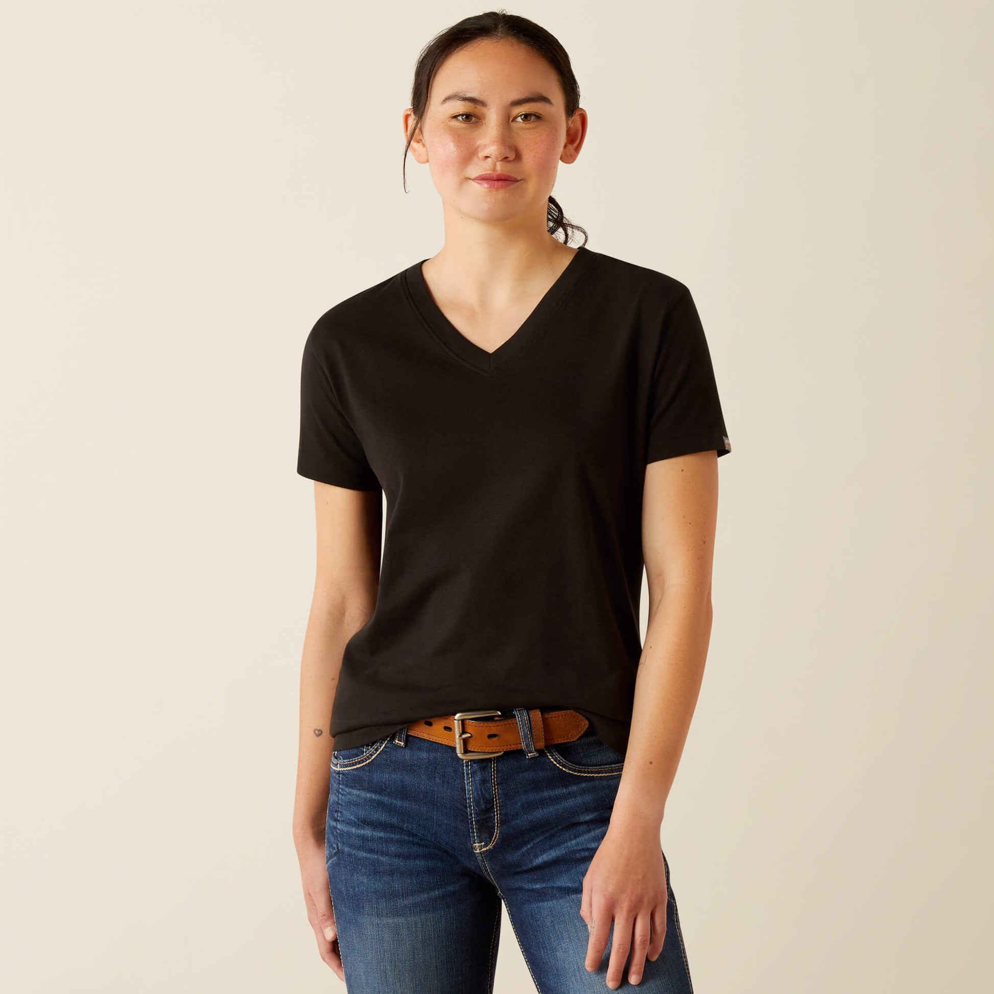 Rebar Cotton Strong Standard V-Neck T-Shirt Ariat Women|Work