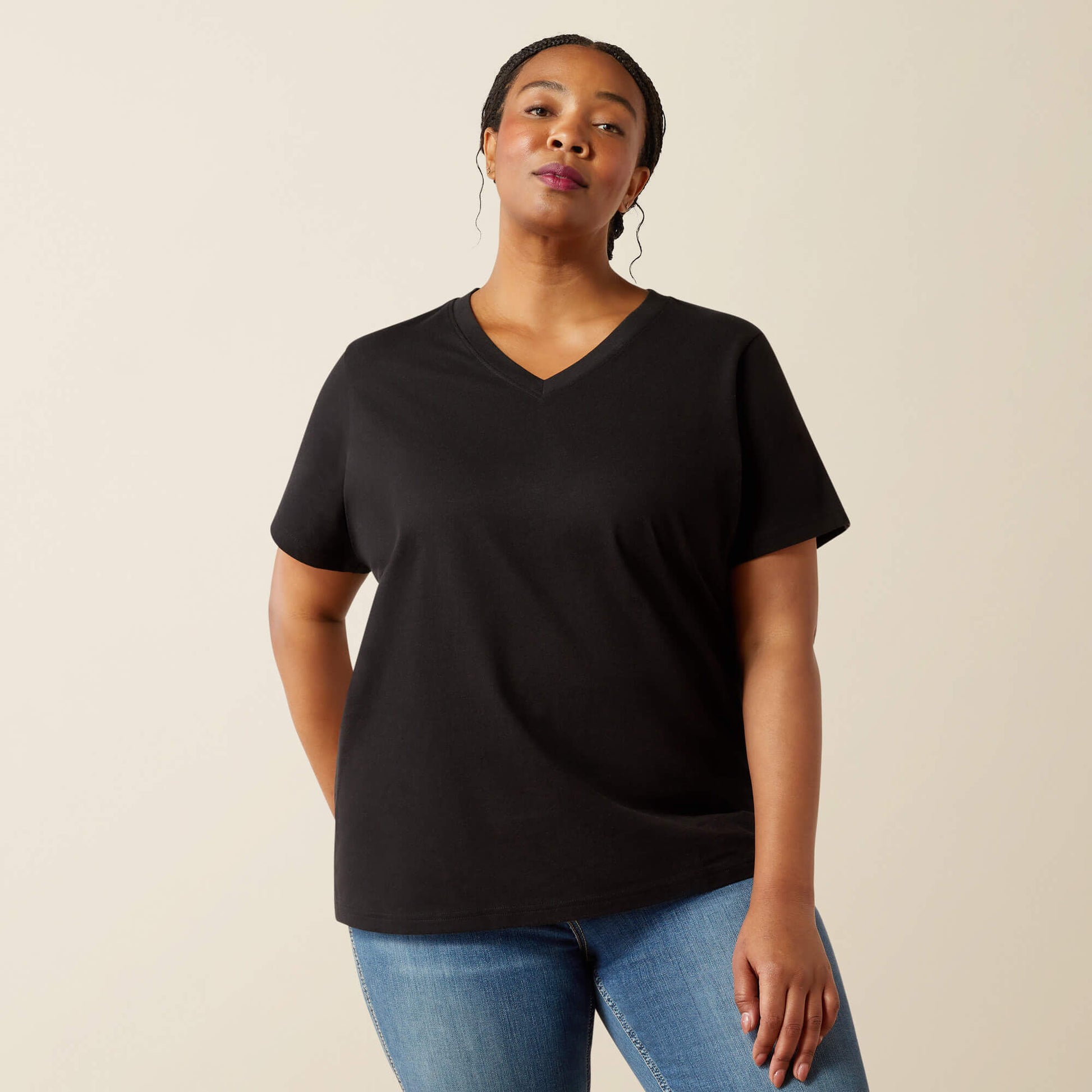 Rebar Cotton Strong Standard V-Neck T-Shirt Ariat Women|Work