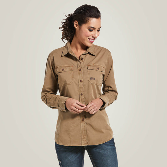 Rebar Washed Twill Work Shirt Ariat Women|Work