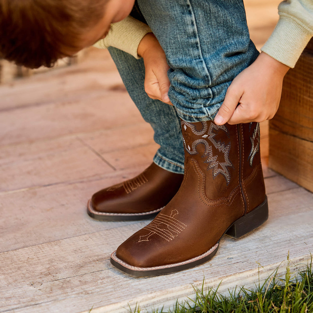 Tombstone Wide Square Toe Western Boot Ariat Kids