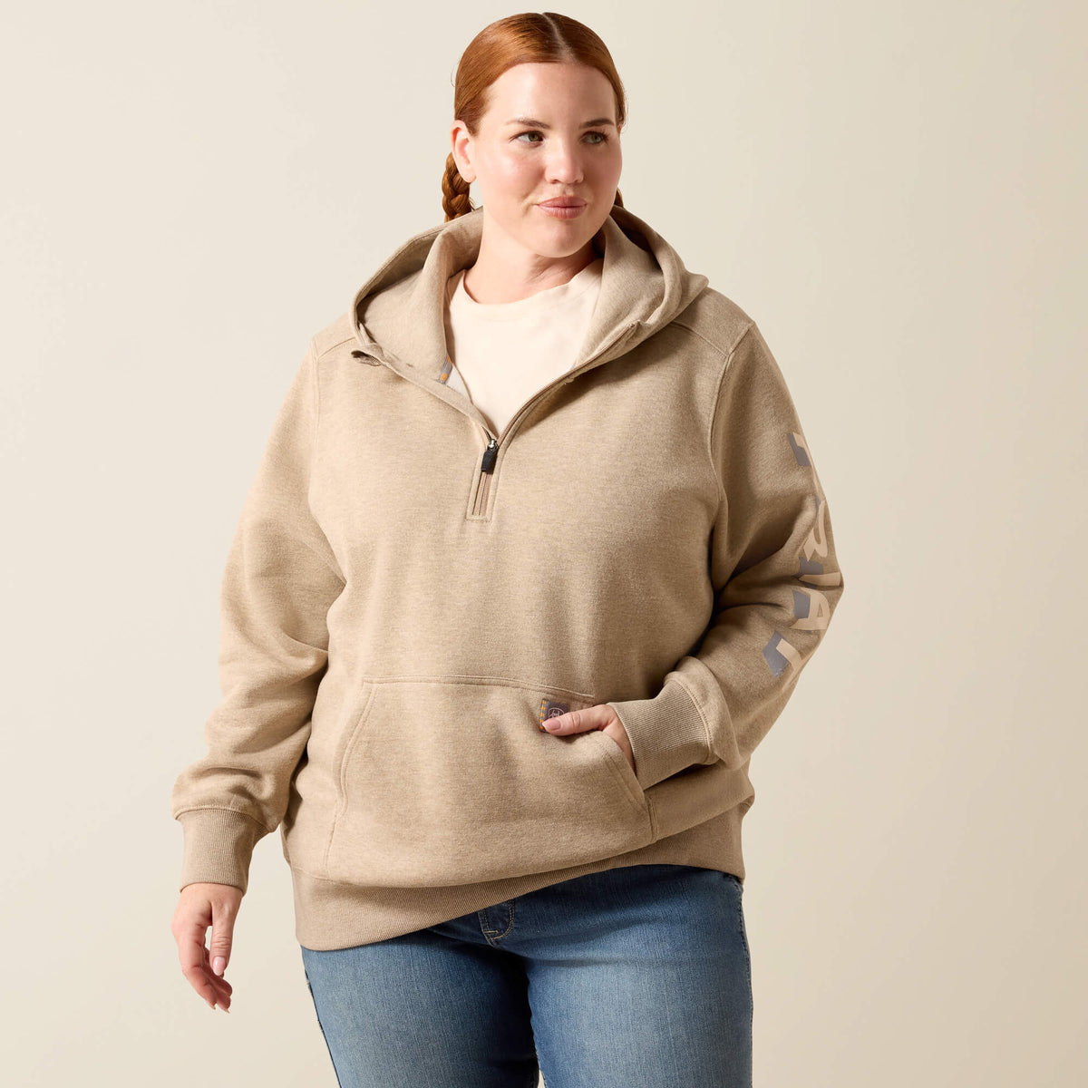 Rebar Lightweight Logo 1/2 Zip Hoodie Ariat Sale|Women