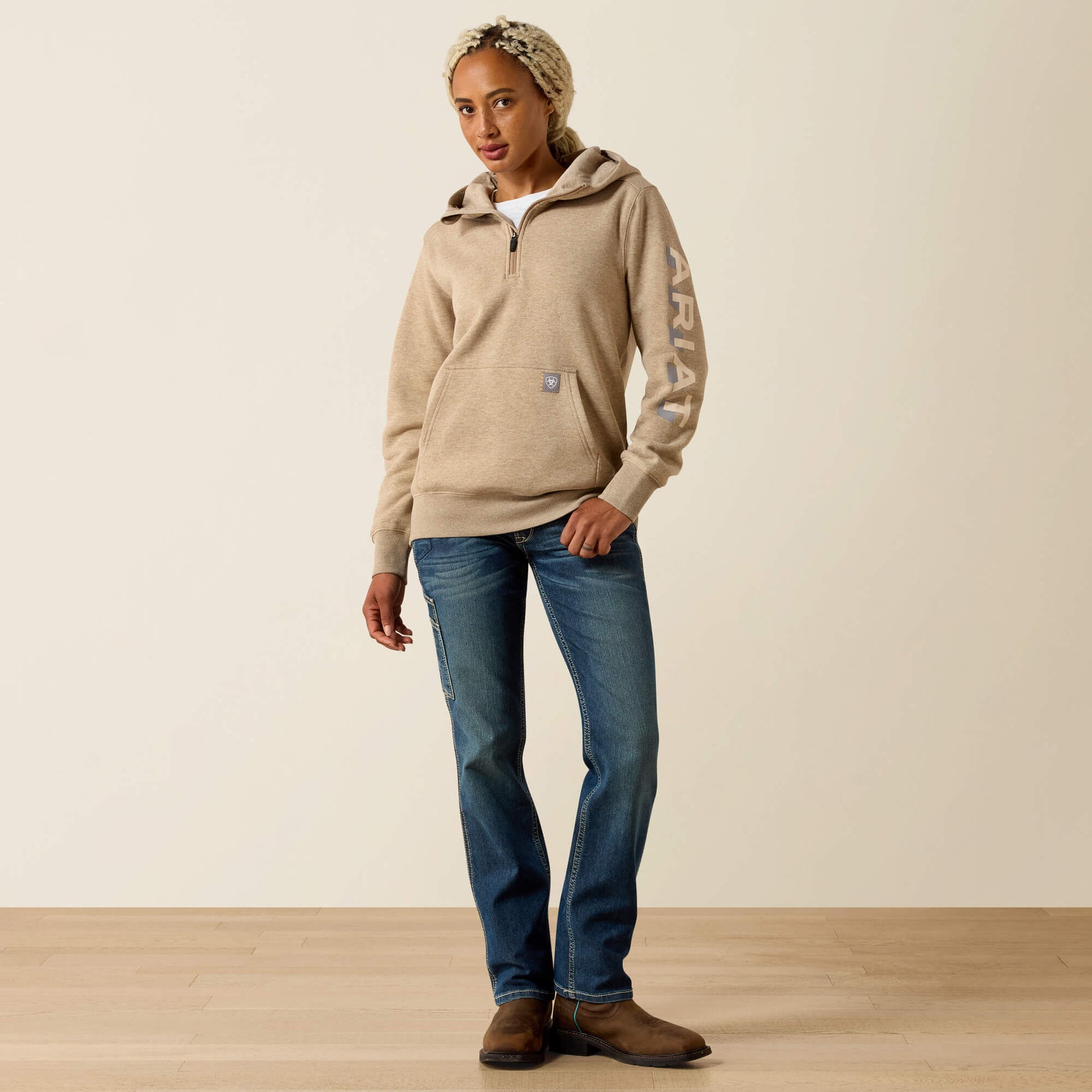 Rebar Lightweight Logo 1/2 Zip Hoodie Ariat Sale|Women