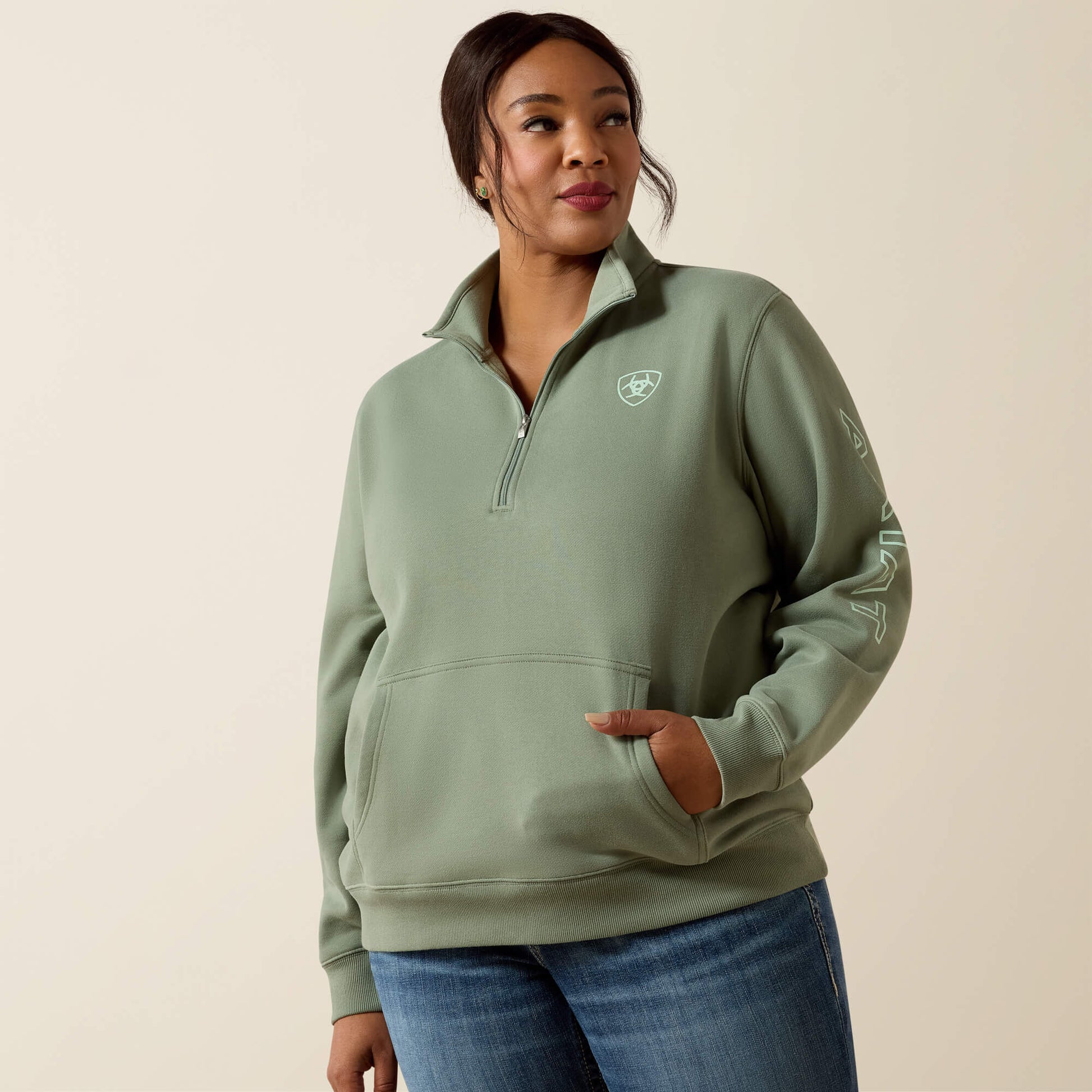 Foundation Logo 1/2 Zip Sweatshirt Ariat Sale|Women