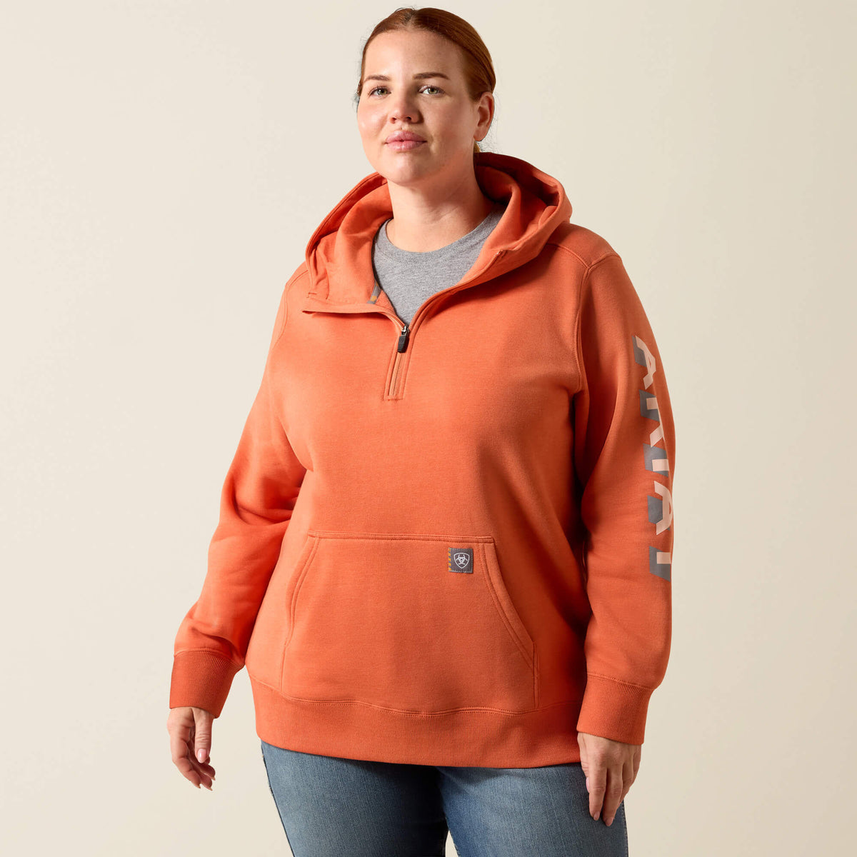 Rebar Lightweight Logo 1/2 Zip Hoodie Ariat Sale|Women