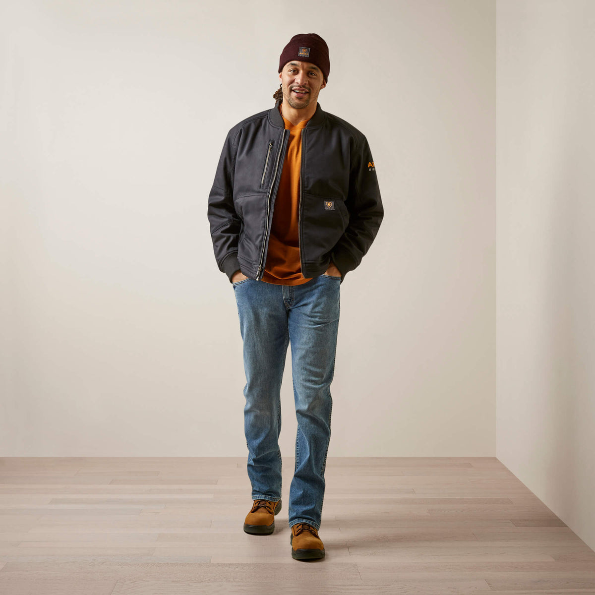 Rebar Stretch Canvas Bomber Jacket Ariat Sale|Men|Work