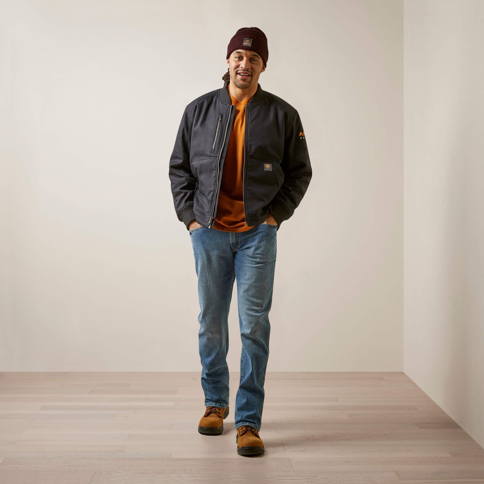 Rebar Stretch Canvas Bomber Jacket Ariat Sale|Men|Work