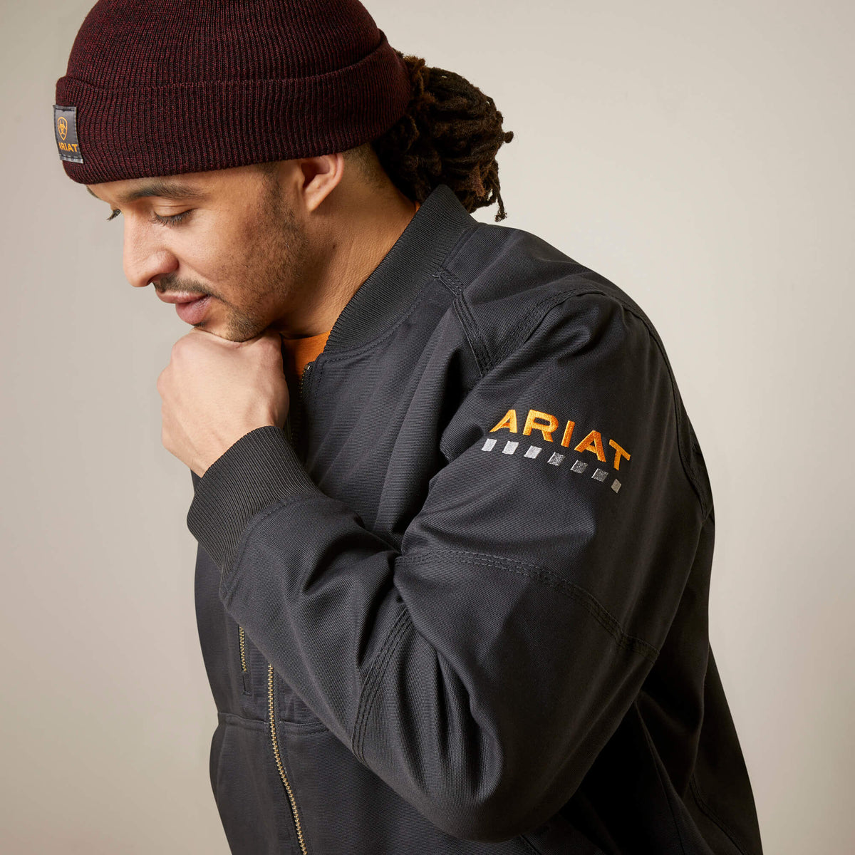 Rebar Stretch Canvas Bomber Jacket Ariat Sale|Men|Work