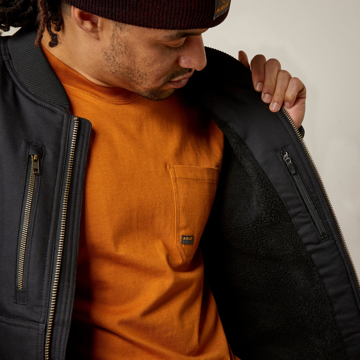 Rebar Stretch Canvas Bomber Jacket Ariat Sale|Men|Work