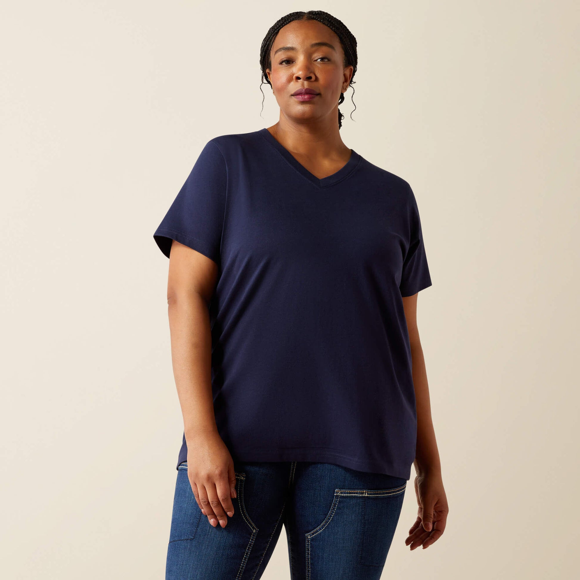 Rebar Cotton Strong Standard V-Neck T-Shirt Ariat Women|Work