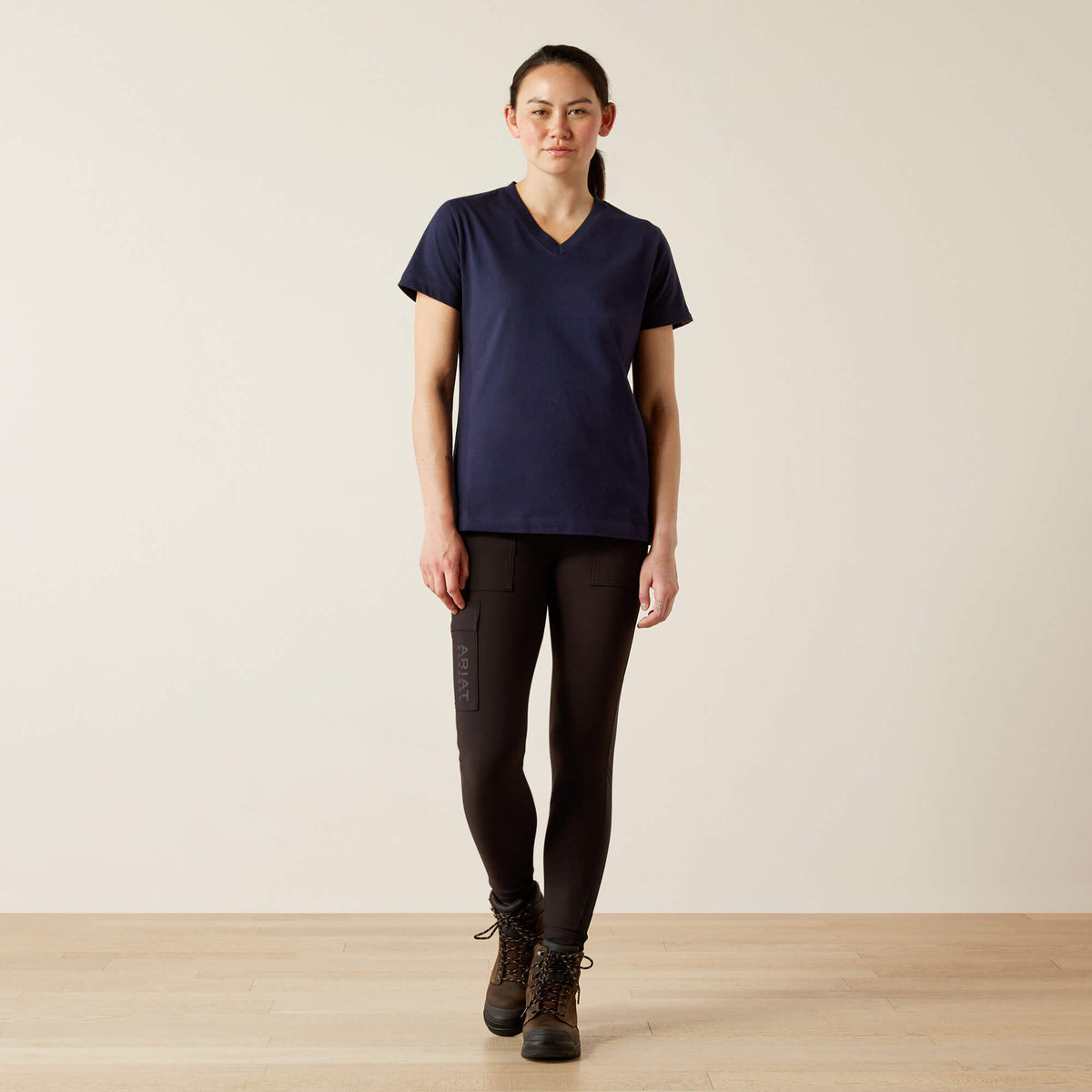 Rebar Cotton Strong Standard V-Neck T-Shirt Ariat Women|Work