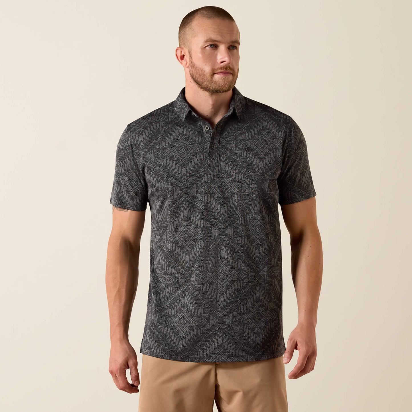 Jacquard Printed Fitted Polo Ariat Sale