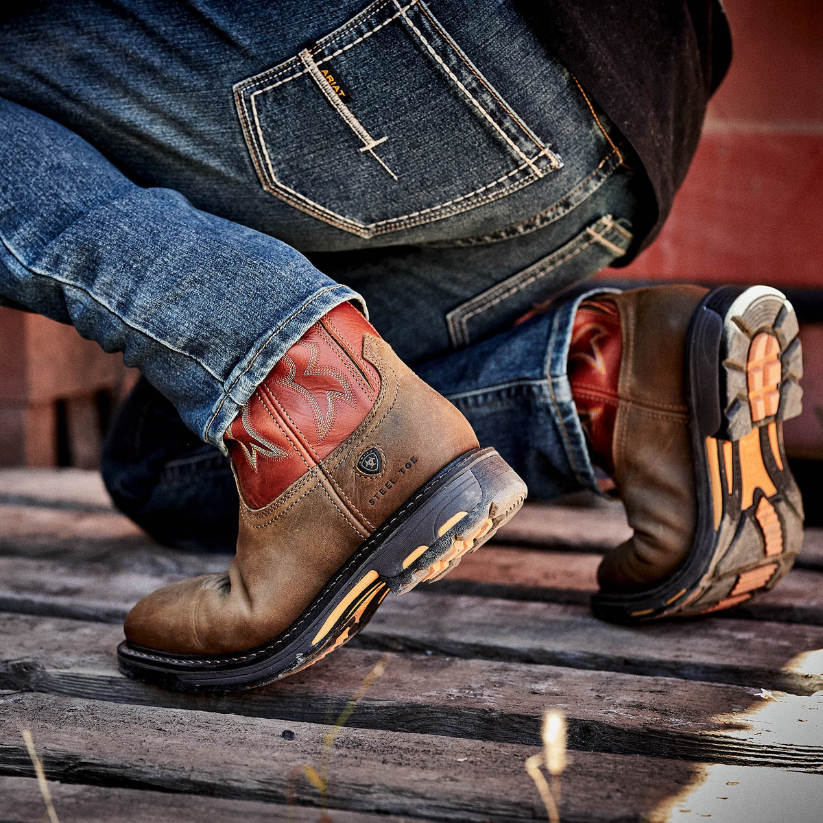 WorkHog Wide Square Toe Steel Toe Work Boot Ariat Men|Work