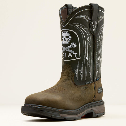 WorkHog XT Bolt Skull Waterproof Wide Square Toe Carbon Toe Work Boot Ariat Men|Work