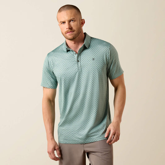 All Over Print Heathered Fitted Polo Ariat Men