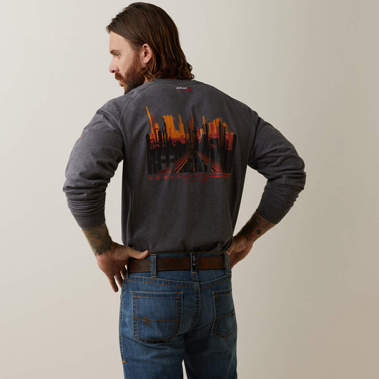 FR Air Refinery Row Graphic Henley Top Ariat Men|Work|Sale