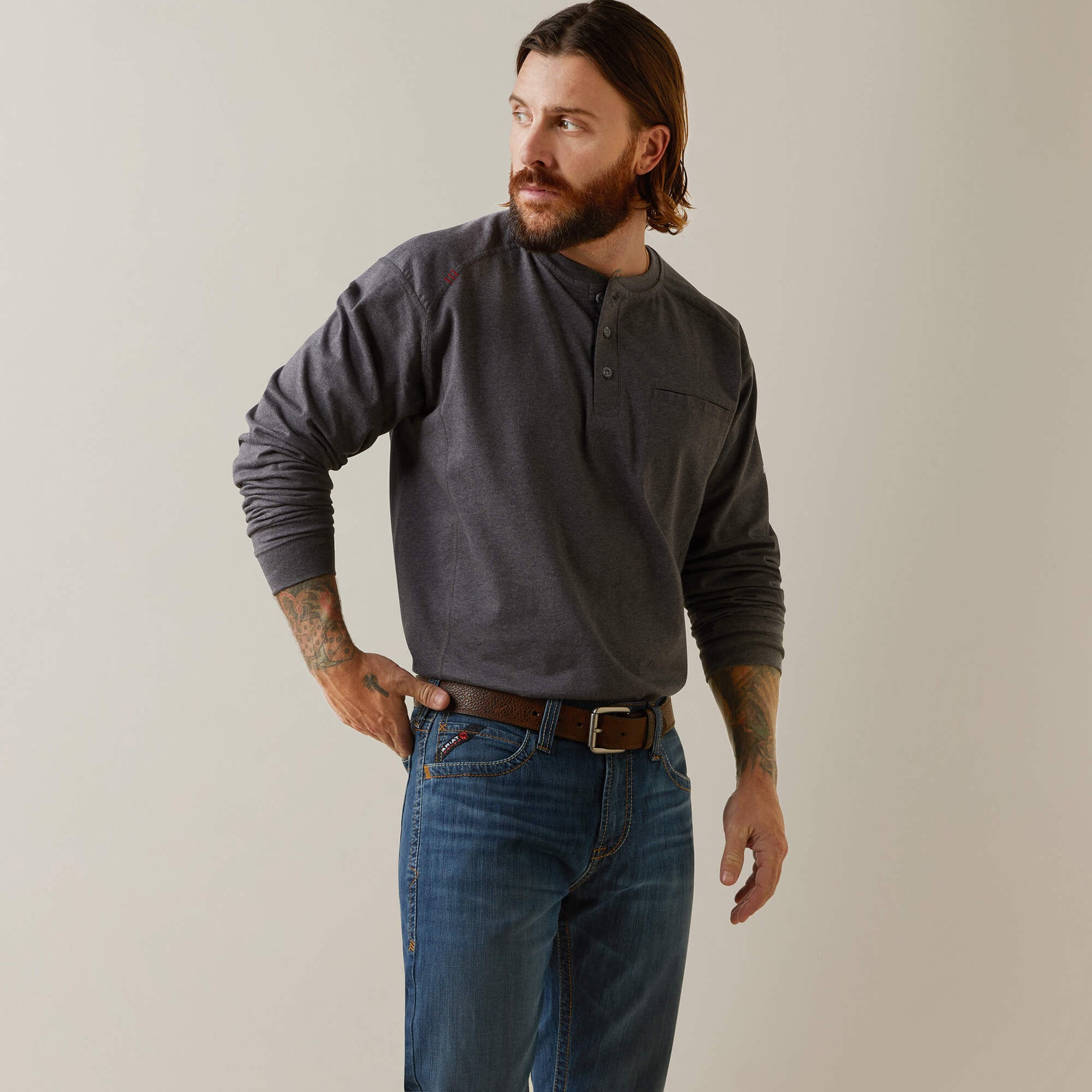 FR Air Refinery Row Graphic Henley Top Ariat Men|Work|Sale