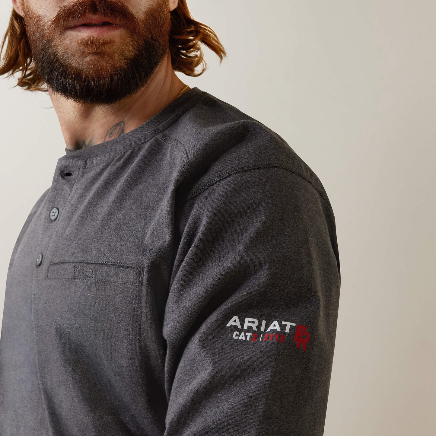 FR Air Refinery Row Graphic Henley Top Ariat Men|Work|Sale