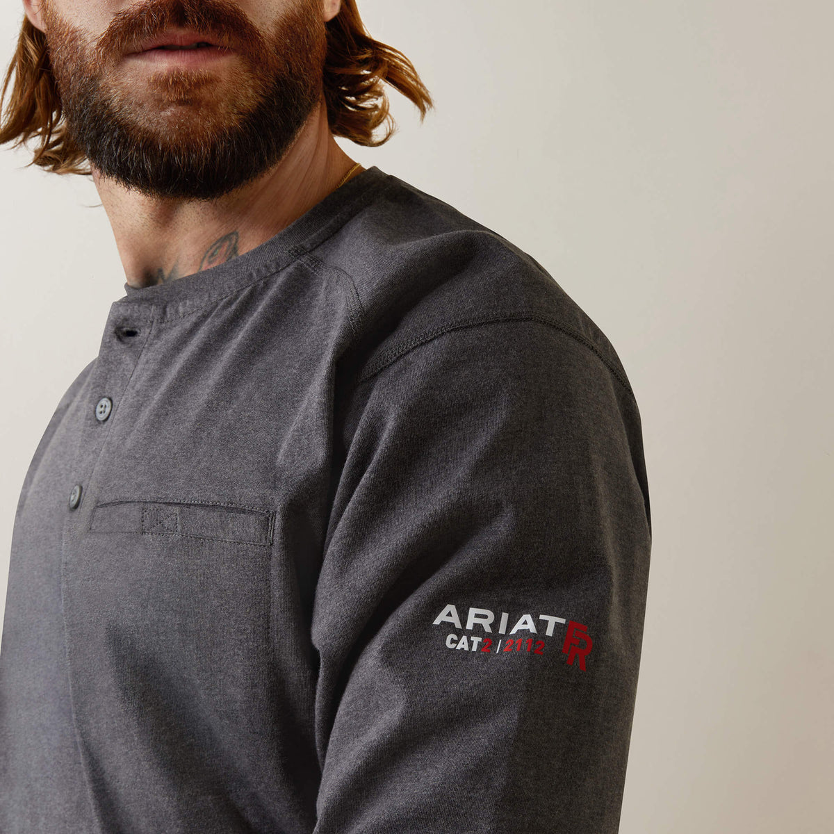 FR Air Refinery Row Graphic Henley Top Ariat Men|Work|Sale