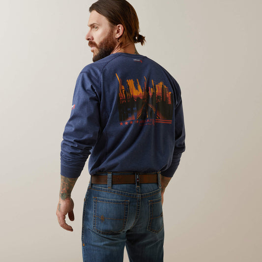 FR Air Refinery Row Graphic Henley Top Ariat Men|Work|Sale