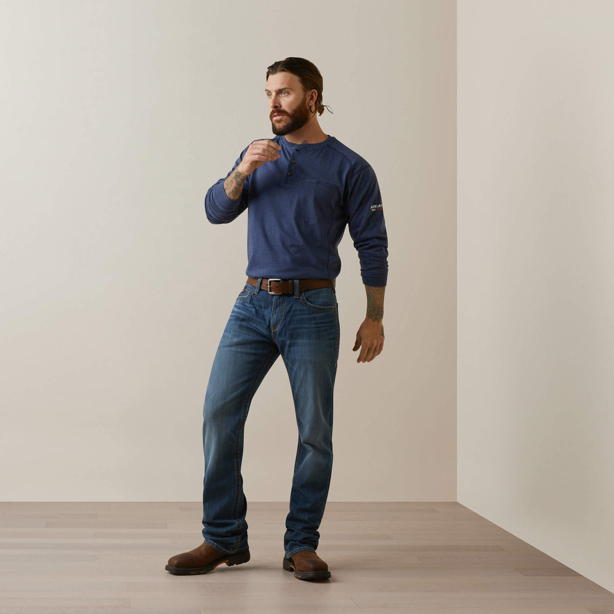 FR Air Refinery Row Graphic Henley Top Ariat Men|Work|Sale