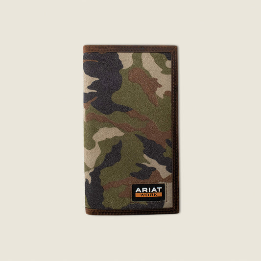 Camo Inlay Checkbook Wallet Ariat Men|Accessories
