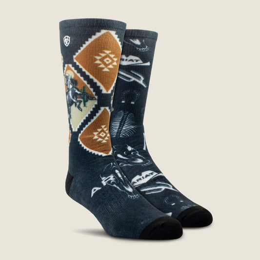 Southwest Rider Crew Sock 2 Pair Pack Ariat Men|Accessories