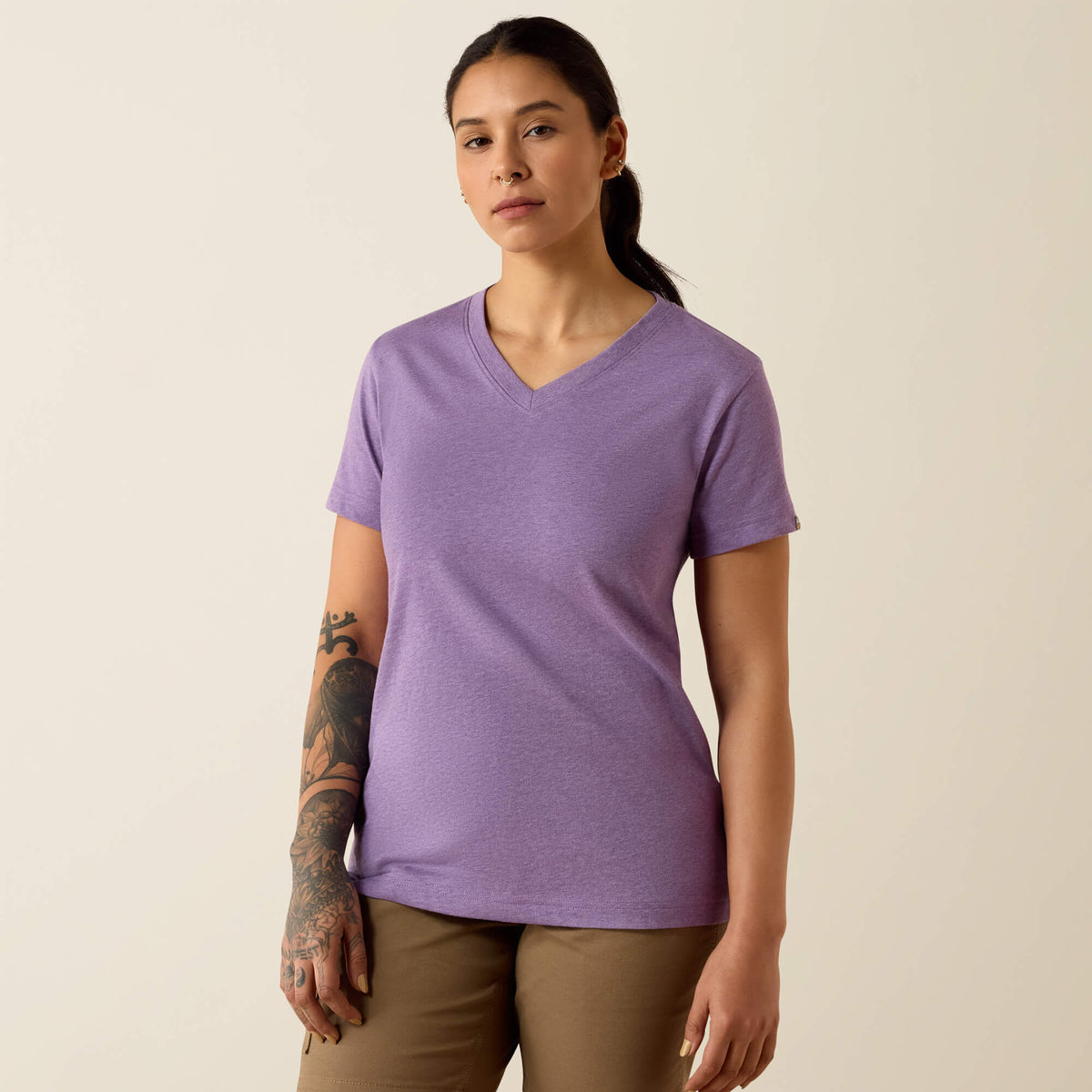 Rebar Cotton Strong Standard V-Neck T-Shirt Ariat Women|Work|Sale