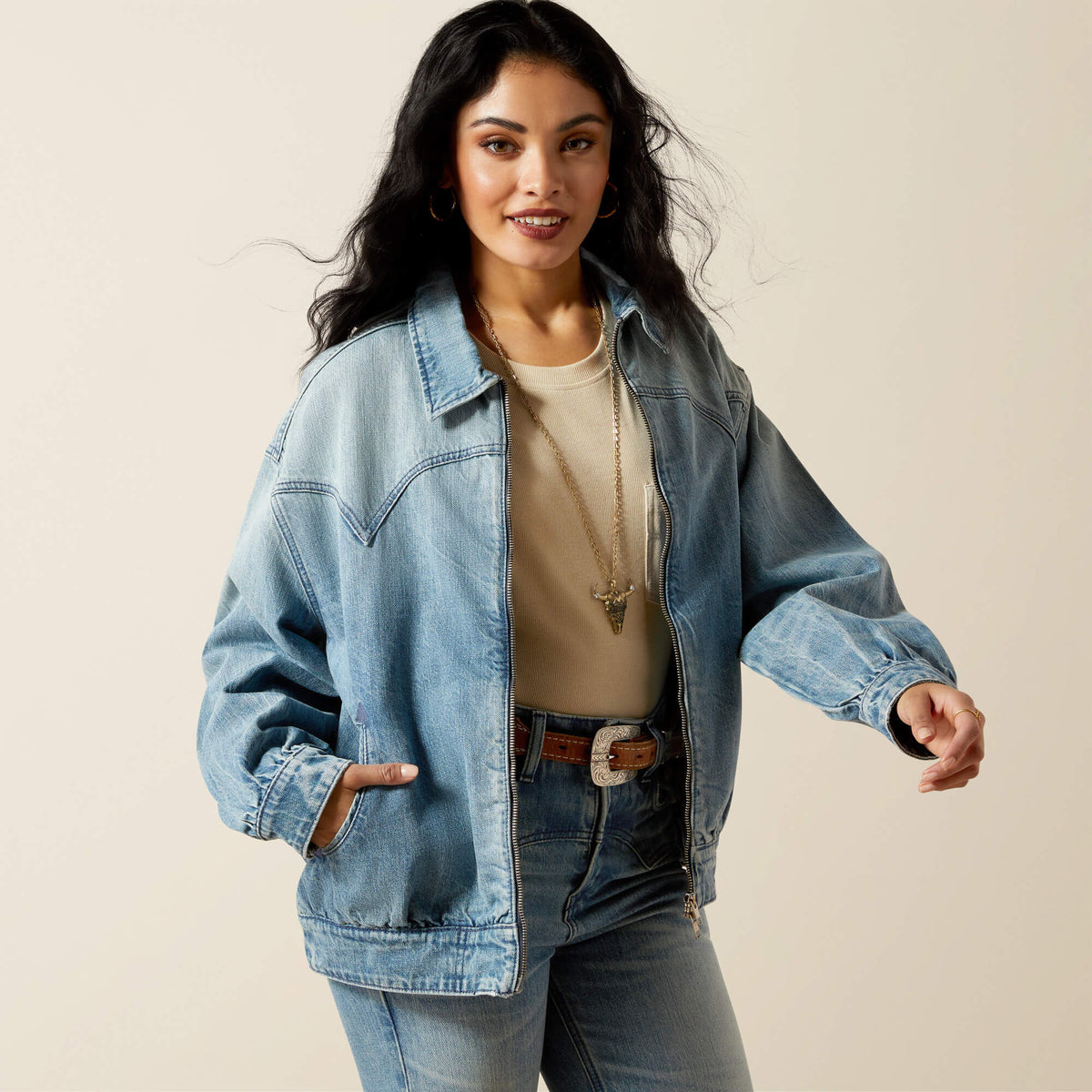 Cheyenne Denim Bomber Jacket Ariat Women