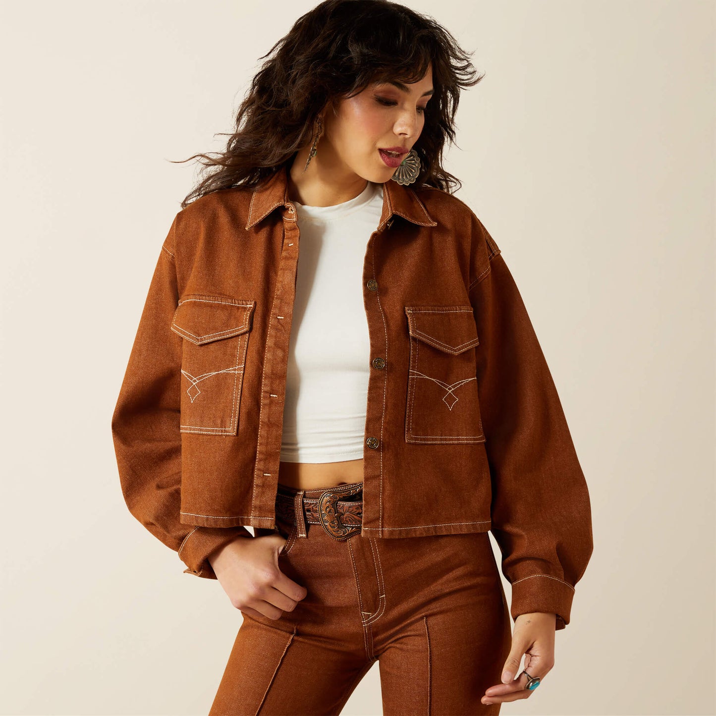 Boxy Cropped Denim Jacket Ariat Women|Sale