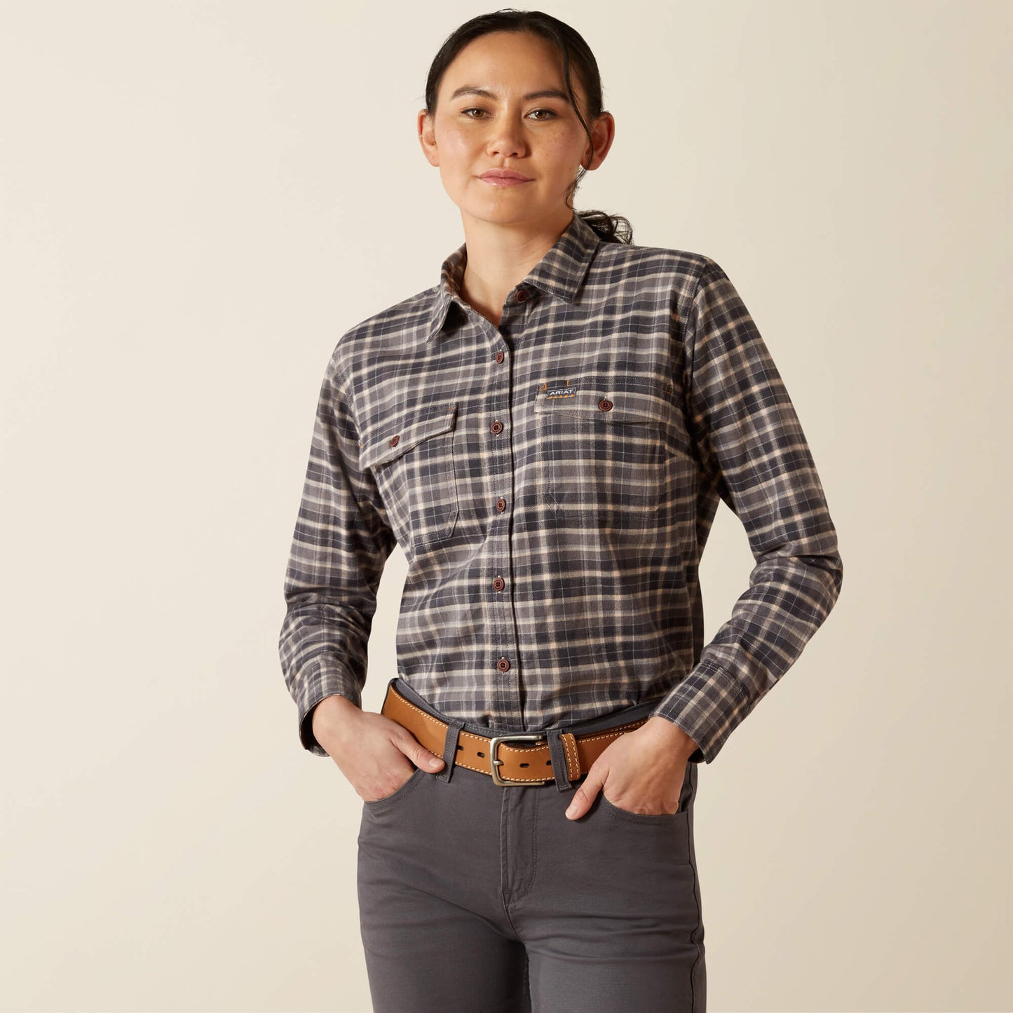 Rebar Flannel DuraStretch Work Shirt Ariat Women|Sale|Work
