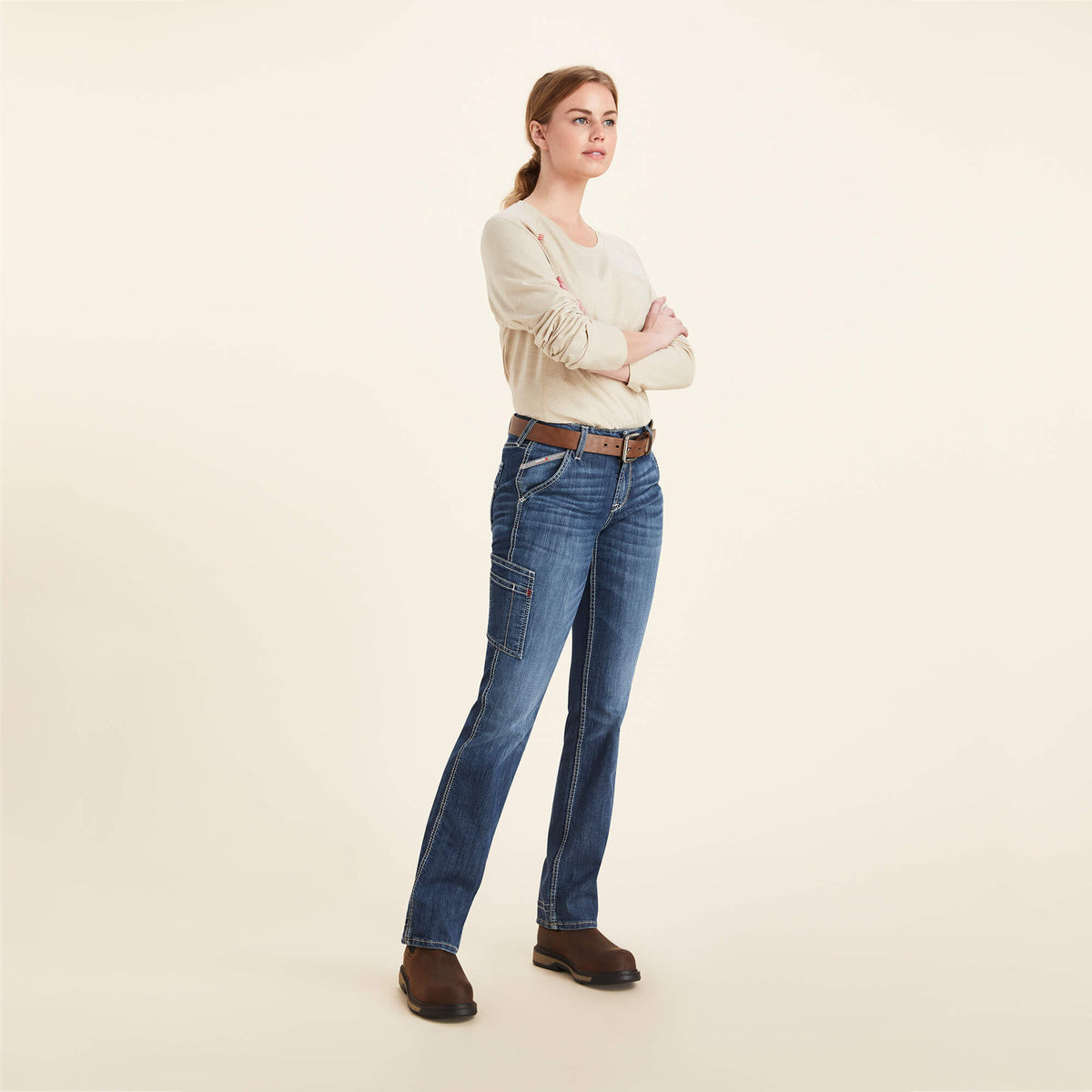 FR Perfect Rise Perfect Rise DuraLight Stretch Cell Phone DuraStretch Straight Leg Jeans Ariat Women|Work