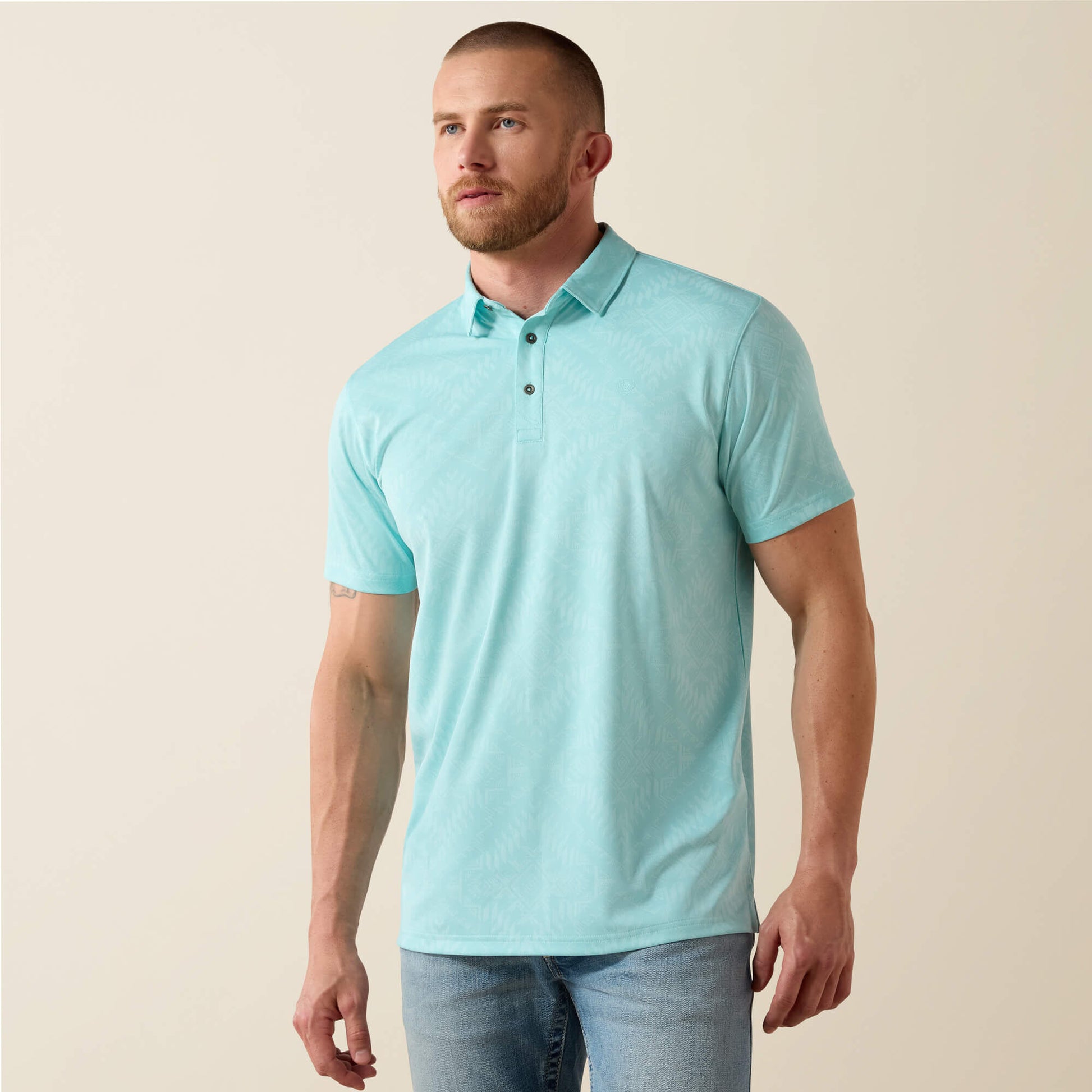 Jacquard Printed Fitted Polo Ariat Sale