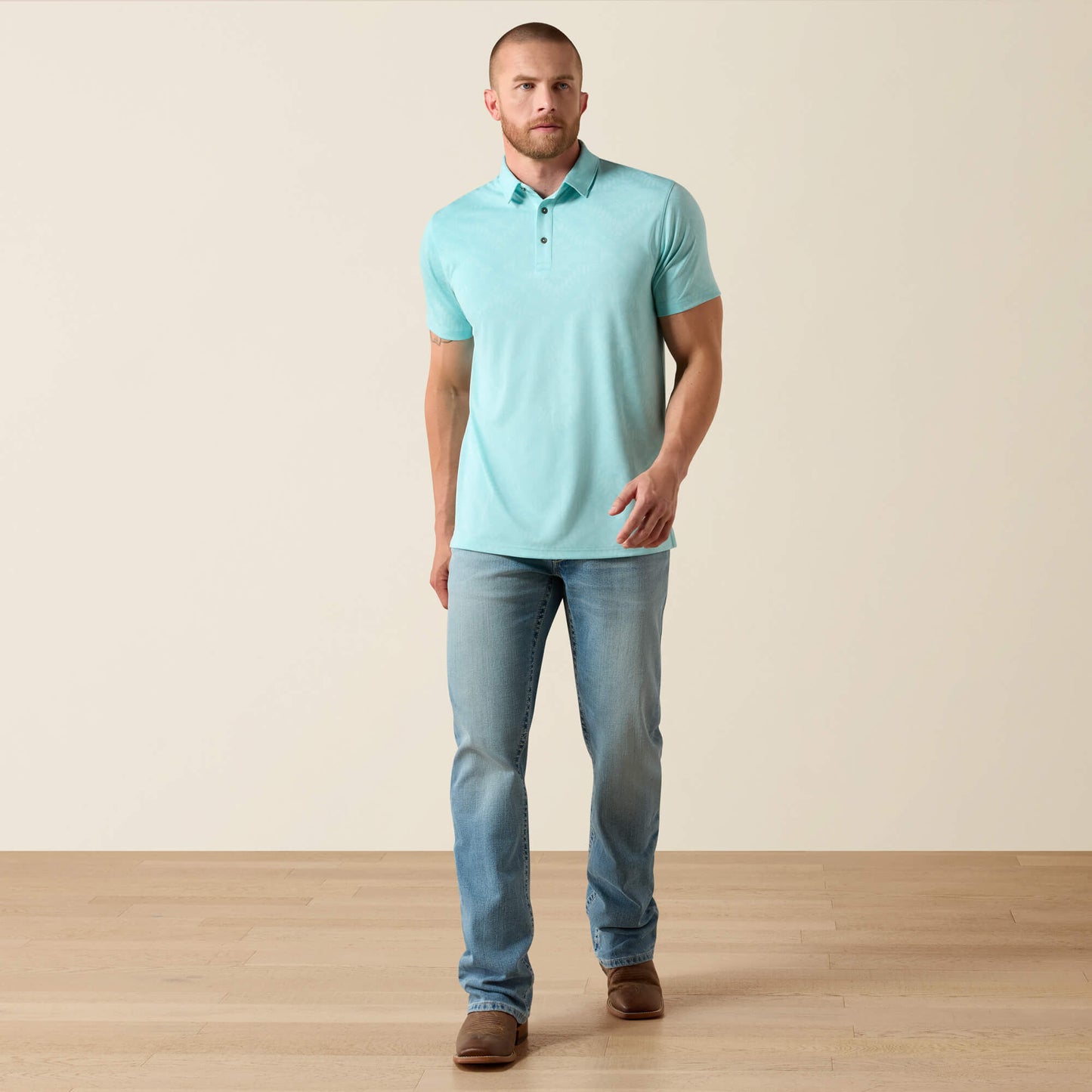 Jacquard Printed Fitted Polo Ariat Sale